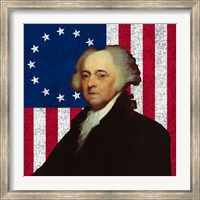 Framed John Adams Against the American Flag