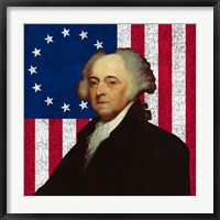 Framed John Adams Against the American Flag