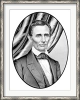Framed Digitally Restored Vector Portrait of Abe Lincoln