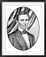 Framed Digitally Restored Vector Portrait of Abe Lincoln