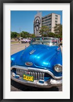 Framed Havana, Cuba, Classic cars in Revolution Square