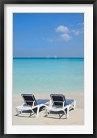 Framed Sand and beach chairs await tourists, Varadero, Cuba