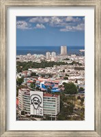 Framed Cuba, Havana, Building with Camilo Cienfuegos