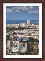Framed Cuba, Havana, Building with Camilo Cienfuegos