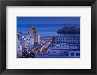 Framed Cuba, Havana, City view above Paseo de Marti, Dawn