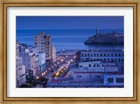 Framed Cuba, Havana, City view above Paseo de Marti, Dawn