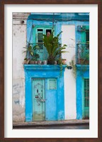 Framed Cuba, Havana, Havana Vieja, Blue building