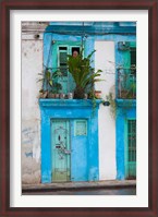 Framed Cuba, Havana, Havana Vieja, Blue building