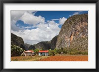 Framed Cuba, Pinar del Rio, Farm by Mogote del Valle rock