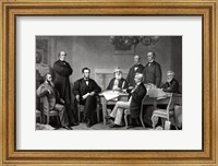 Framed President Lincoln reading the Emancipation Proclamation to his Cabinet