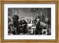 Framed President Lincoln reading the Emancipation Proclamation to his Cabinet