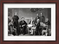 Framed President Lincoln reading the Emancipation Proclamation to his Cabinet