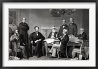 Framed President Lincoln reading the Emancipation Proclamation to his Cabinet