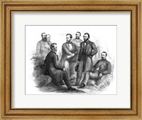 Framed Digitally Restored Civil War artwork of Abraham Lincoln and His Commanders