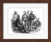 Framed Digitally Restored Civil War artwork of Abraham Lincoln and His Commanders
