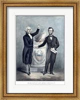 Framed President Washington and President Lincoln Shaking Hands