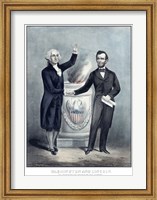 Framed President Washington and President Lincoln Shaking Hands