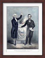 Framed President Washington and President Lincoln Shaking Hands