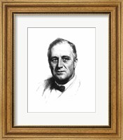 Framed Vector Sketch of Franklin Delano Roosevelt