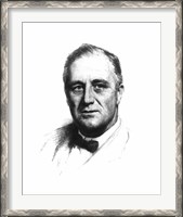 Framed Vector Sketch of Franklin Delano Roosevelt