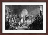 Framed General George Washington and his Military Commanders Meeting