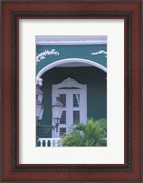Framed Green Building and Detail, Willemstad, Curacao, Caribbean