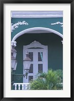 Framed Green Building and Detail, Willemstad, Curacao, Caribbean