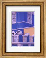 Framed Blue Building and Detail, Willemstad, Curacao, Caribbean