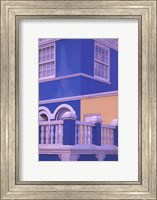 Framed Blue Building and Detail, Willemstad, Curacao, Caribbean