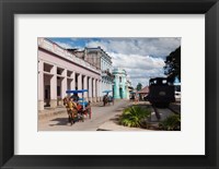 Framed Cuba, Matanzas Province, Colon, horse drawn taxi