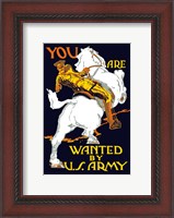 Framed World War I U.S. Army Officer on Horseback