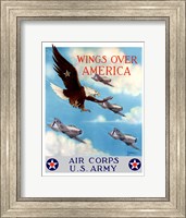 Framed Bald Eagle Flying with Fighter Planes