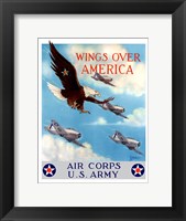 Framed Bald Eagle Flying with Fighter Planes