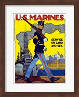 Framed U.S. Marines - Service on Land and Sea