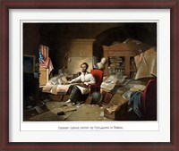 Framed President Lincoln Writing the Emancipation Proclamation