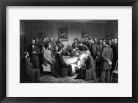 Framed President Abraham Lincoln on his Deathbed