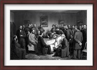 Framed President Abraham Lincoln on his Deathbed