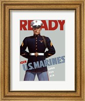 Framed Marine Corps Recruiting Poster from World War II