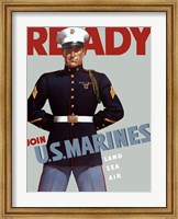 Framed Marine Corps Recruiting Poster from World War II