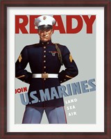 Framed Marine Corps Recruiting Poster from World War II