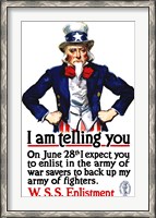 Framed Uncle Sam Recruiting Poster from WWI