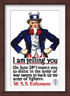 Framed Uncle Sam Recruiting Poster from WWI
