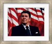 Framed President Ronald Reagan with American Flag