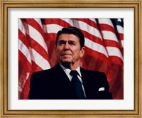 Framed President Ronald Reagan with American Flag