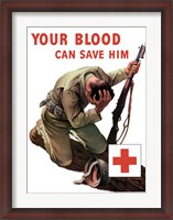 Framed Vintage Red Cross - Your Blood Can Save Him