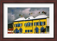 Framed Bright Colorful Building, St Kitts, Caribbean