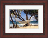 Framed Hammock tied between trees, North Shore beach, St Croix, US Virgin Islands