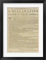 Framed United States Declaration of Independence