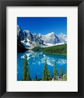 Framed Wenkchemna Peaks and Moraine Lake, Banff NP, Alberta, Canada