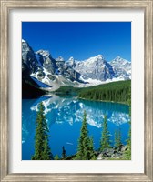 Framed Wenkchemna Peaks and Moraine Lake, Banff NP, Alberta, Canada